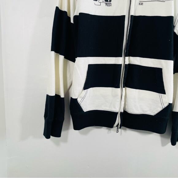 Vintage Polo Ralph Lauren White Black Stripe 67 Hurdles Rugby Zip Jacket Small - Picture 3 of 8
